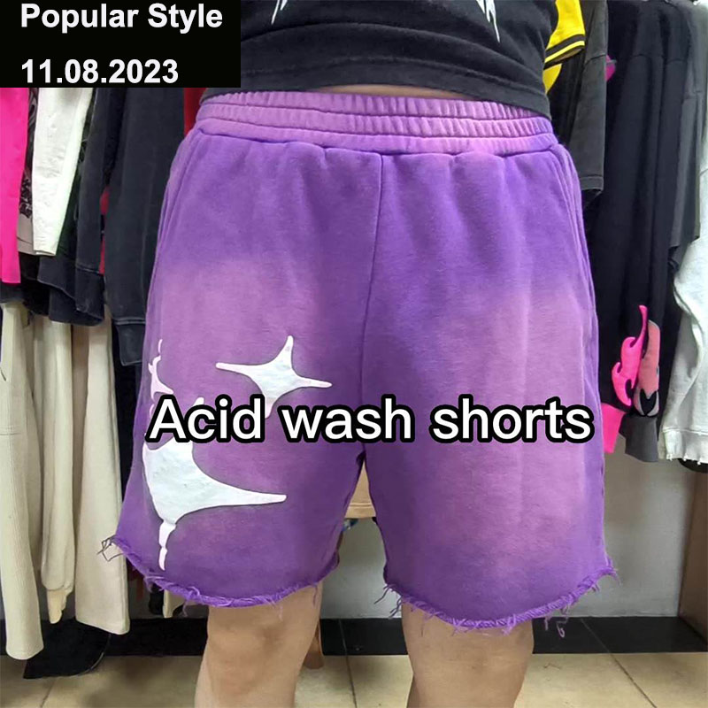 Printed LOGO Acid Wash Shorts