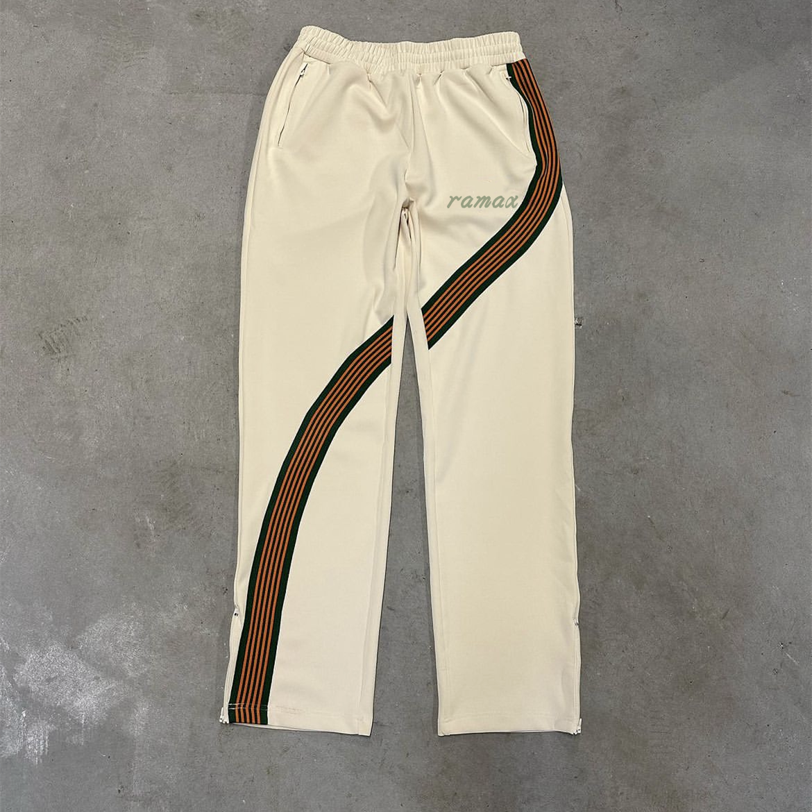 Custom Wholesale 100% Cotton Stripe Wide Leg Cut Vintage Print Logo Pants Mens Sweatpants