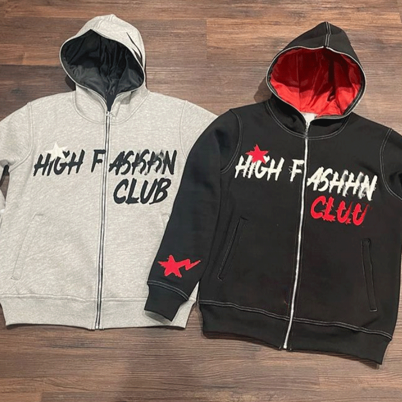 Custom Logo Factory Manufacturer Custom Zip Up Embroidery Patchwork Heavyweight Men’s Hoodies & Sweatshirts