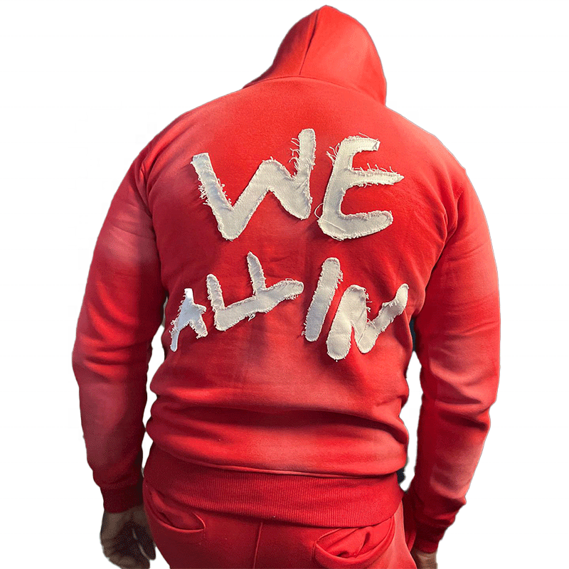 Custom Embroidery Patch Logo Acid Wash Sweat Suits_