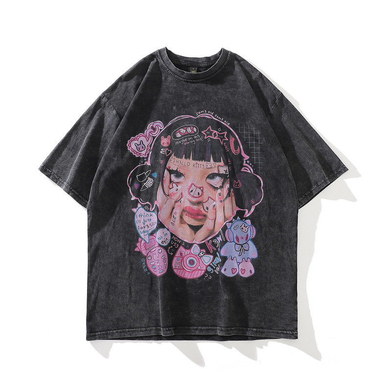 Manufacturer Streetwear Acid Wash Custom Logo Vintage Customized Logo Printing T Shitrts