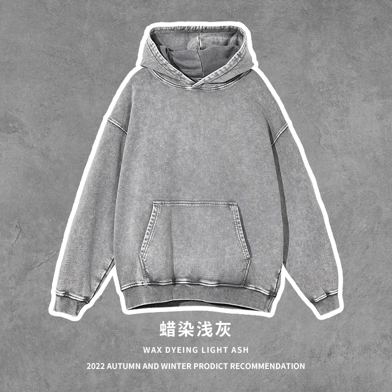 High Quality Wholesale Custom Logo High Quality Acid Stone Washed Hoodies for Men