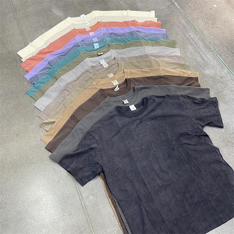 Custom Letter Patch Embroidery Men Heavyweight Vintage Tees Acid Washed Blank T-Shirts For Man Unisex