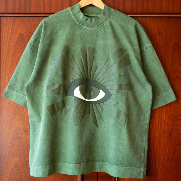 Custom DTG Printing 100% Cotton Heavyweight Oversize Acid Washed Stone Washed Boxy Short Sleeve O-Neck 210 Grams Men T-Shirts
